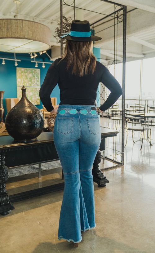 Mid Wash Extreme Flare Jeans Plus Size – The Sparkly Pig